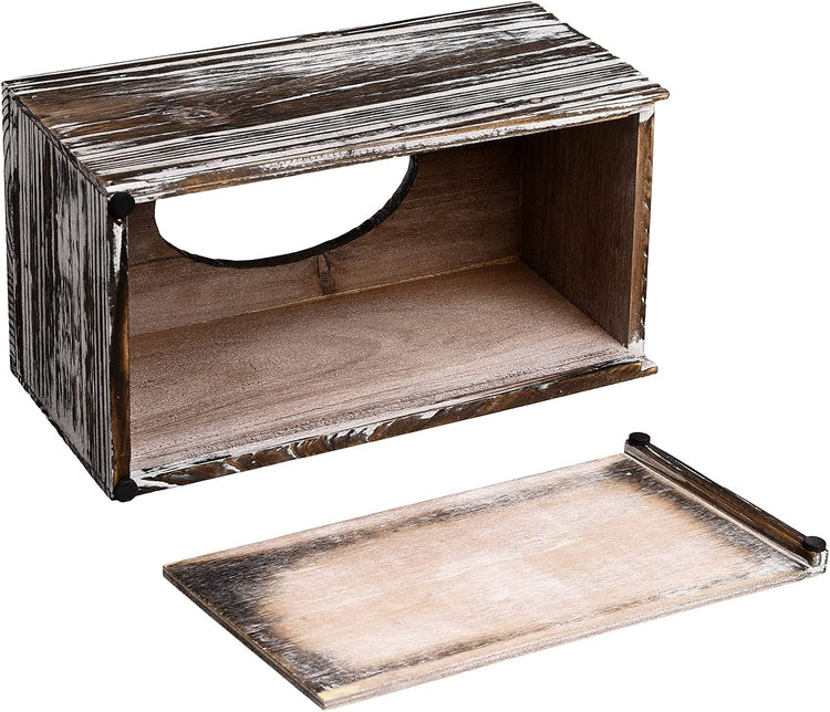 Rustic Torched Wood Tissue Box Cover-MyGift