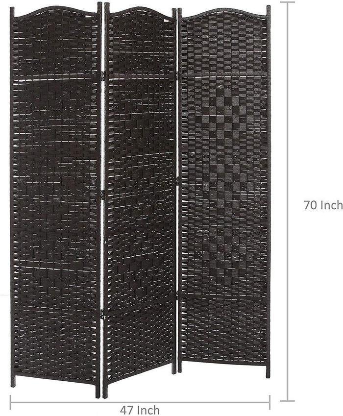 Bamboo Woven 3-Panel Room Divider, Brown - MyGift