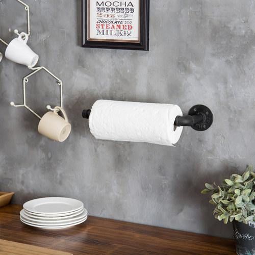 Industrial Farmhouse Toilet Roll Paper Holder Black Rustic Towel