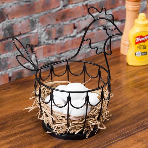 Black Metal Wire Chicken-Shaped Egg Storage Basket – MyGift