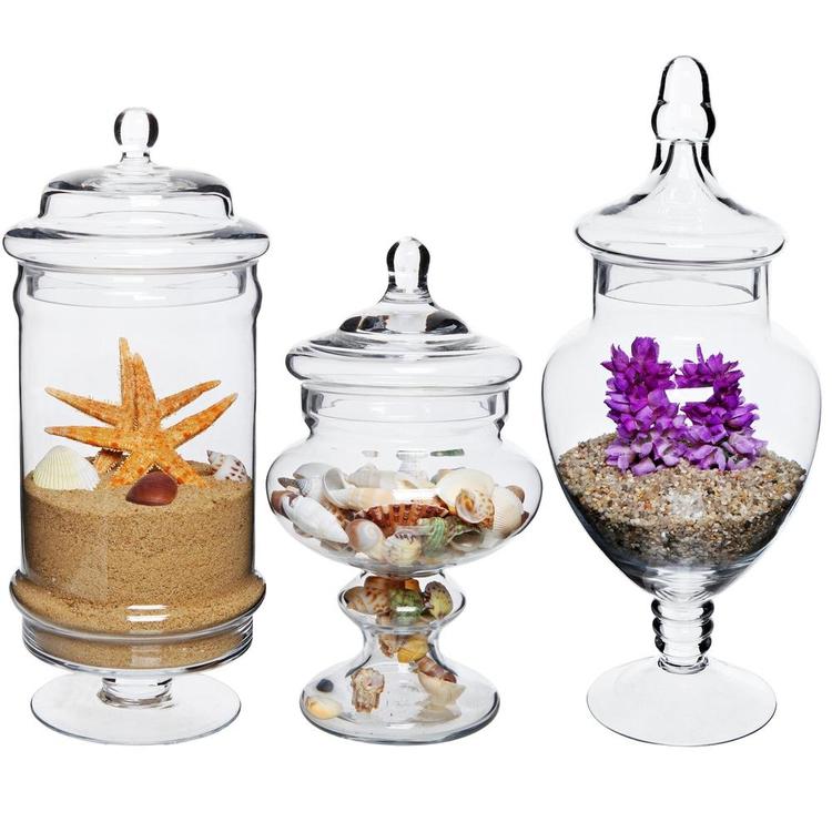 Deluxe Glass Apothecary / Kitchen Storage Jars, Set of 3 - MyGift Enterprise LLC