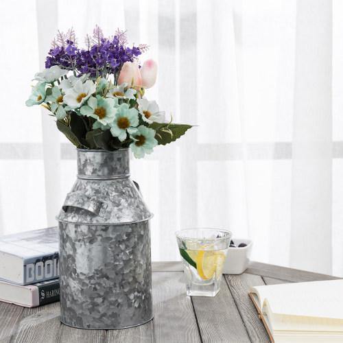 Galvanized Milk Can Style Vase with Handles