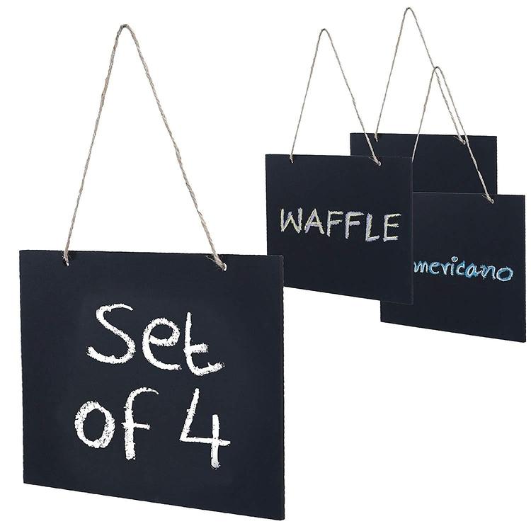 Hanging Chalkboard Signs with Rustic Rope, Set of 4