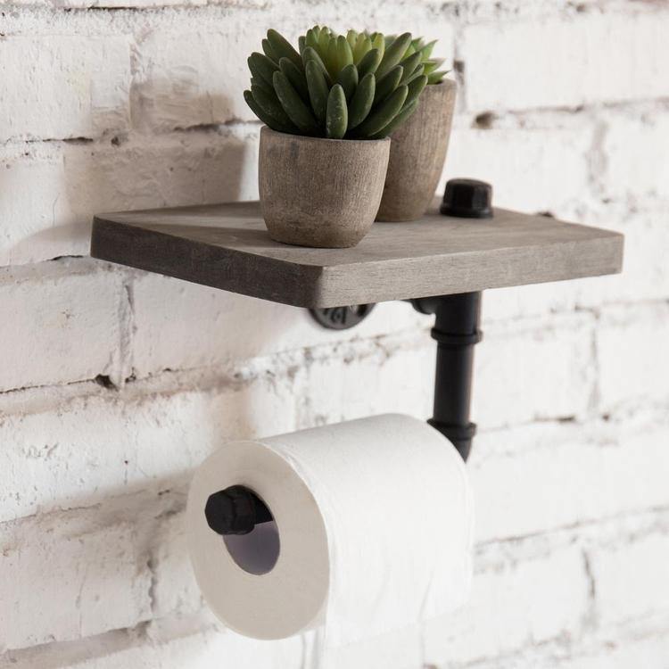 Wooden Black Toilet Paper Holder with Shelf - Wall Mount Farmhouse Toilet  Paper Holder Storage Rack for Tissue Rolls, Rustic Bathroom Washroom Decor