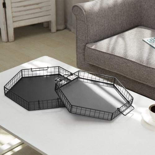 Matte Black Metal Wire Nesting Trays, Set of 2