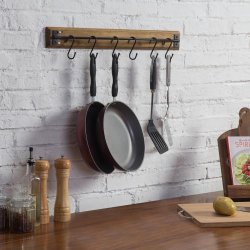 Rustic Brown Wood Pot & Pan Organizer Rack - MyGift