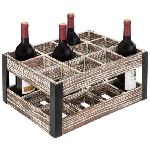 Rustic Metal & Wood Crate 12-Bottle Tabletop Wine Rack - MyGift