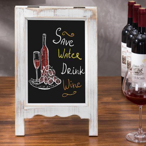 Small A-Frame Whitewashed Wood Tabletop Chalkboard Sign