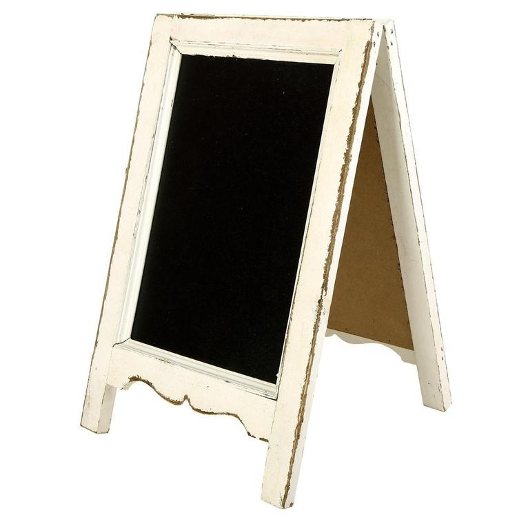 Small Wood A-Frame Double-Sided Tabletop Chalkboard Sign, Whitewashed Rustic - MyGift Enterprise LLC