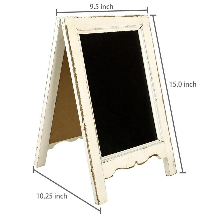 Small Wood A-Frame Double-Sided Tabletop Chalkboard Sign, Whitewashed Rustic - MyGift Enterprise LLC