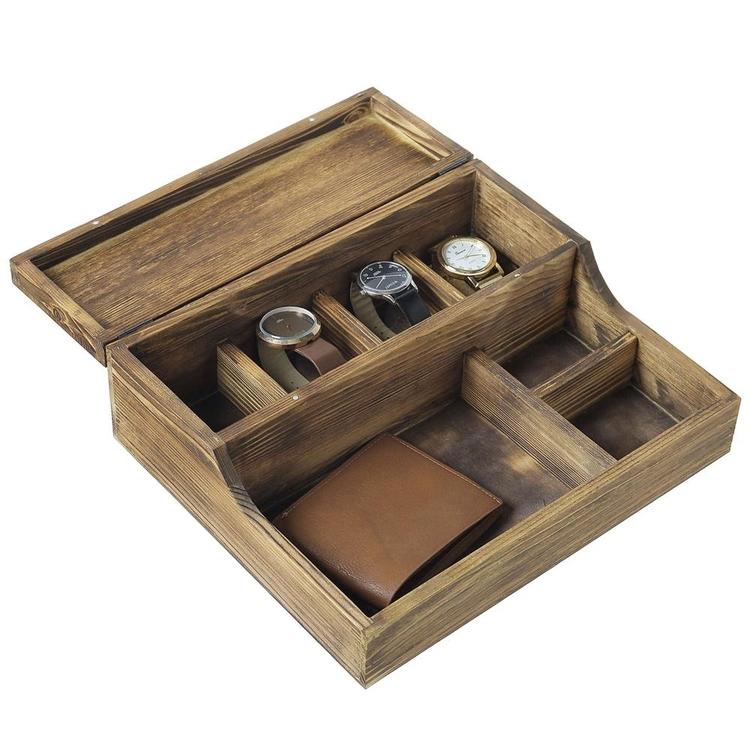 Lacquered Wood Jewelry Box with Valet Tray and Key Lock - BB86