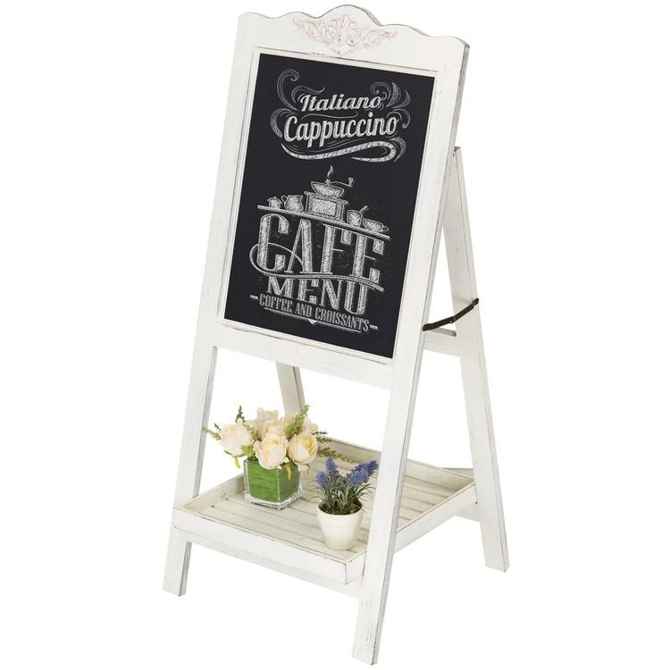 Vintage Whitewashed Freestanding Easel Chalkboard