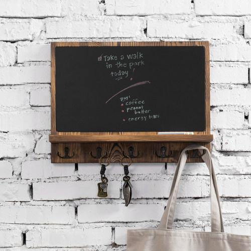 Wall Mounted Chalkboard w/ Shelf and Hooks