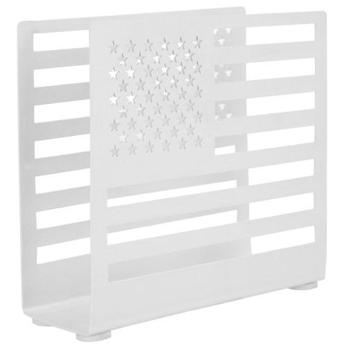 White Metal American Flag Cut-out Design Napkin Holder