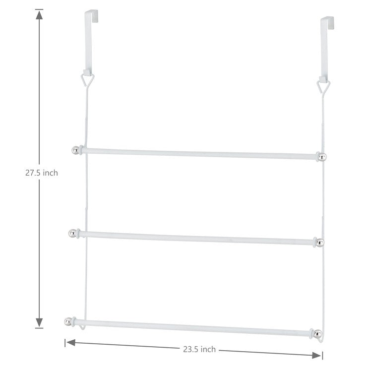 Over-The-Door 3 White Metal Towel Rack-MyGift