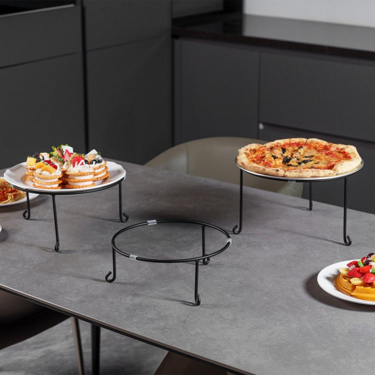 Black Metal Wire Pizza Tray Holder Pedestals, Tabletop Stands for Serving Platters, 3 Piece Set-MyGift