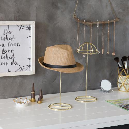 Brass-Tone Wire Tabletop Hat Stands, Set of 2 - MyGift