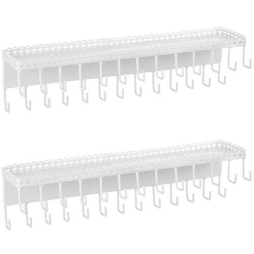 White Metal Jewelry Shelf with Hooks, Set of 2 - MyGift