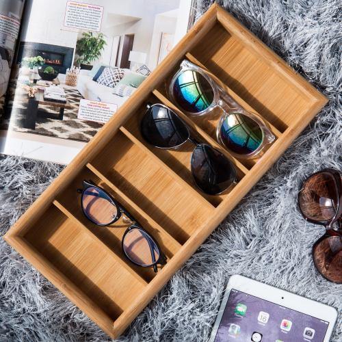 Modern Bamboo 6-Slot Sunglasses Display Tray - MyGift