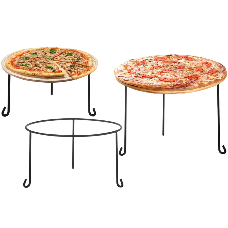 MyGift Metal Wire Round Pizza Pan Risers Racks, Tabletop Serving Stands for Trays and Platters, Set of 3, Black