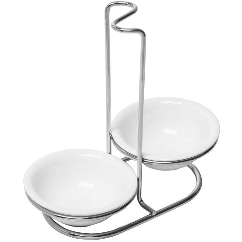 Modern White Ceramic and Stainless Steel Ladle Spoon Holder-MyGift