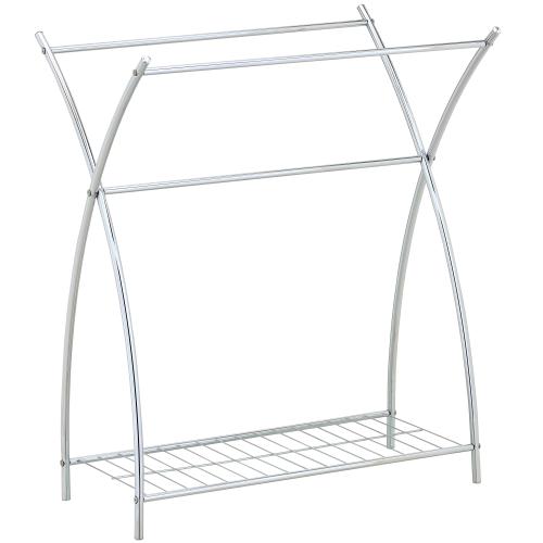 Freestanding Design Chrome Towel Rack w/ Shelf-MyGift