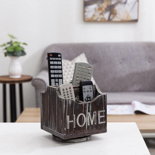 360-Degree Rotating Torched Wood Remote Control Holder Caddy - MyGift