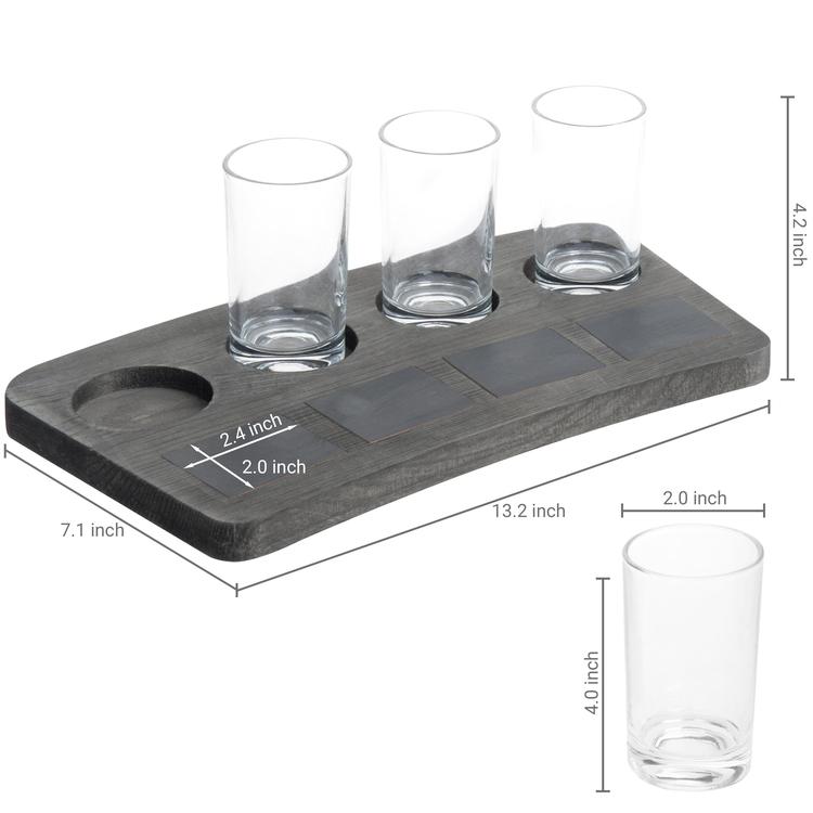 4-Glass Beer Flight Tray with Chalkboard Labels