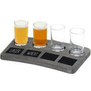 4-Glass Beer Flight Tray with Chalkboard Labels