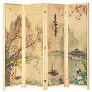 4-Panel Asian-Inspired Bamboo Room Divider, Cherry Blossom - MyGift