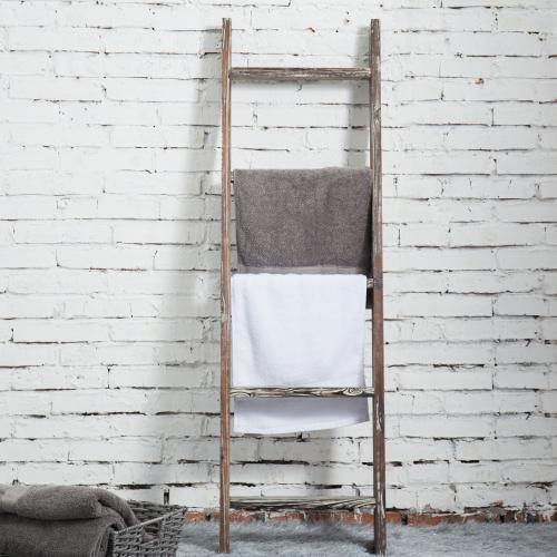 4.5-Foot Ladder-Style Torched Wood Blanket Rack - MyGift