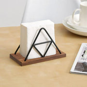 Triangle Design Metal Wire & Brown Wood Napkin Holder - MyGift