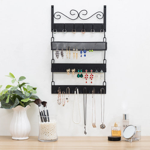 Black Metal Wall-Mounted Jewelry Rack-MyGift