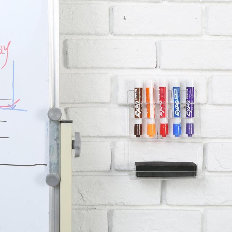 5 Slot Clear Acrylic Wall Mounted Dry Erase Marker and Eraser Holder, Set of 2 - MyGift Enterprise LLC