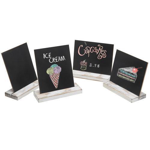 5 x 6 Inch Mini Tabletop Chalkboard Signs with Whitewashed Wood Base, Set of 4 - MyGift