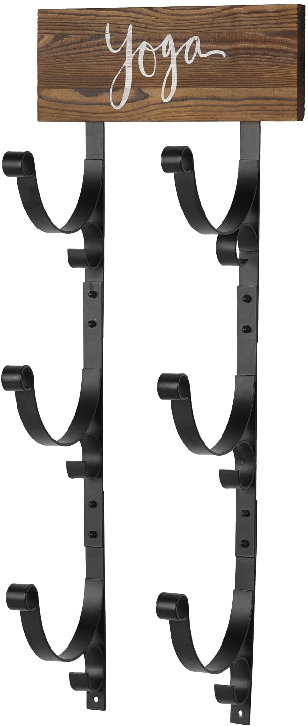 Wall Mounted Black Metal 3-Tier Yoga Mat Rack, Exercise Mat, Foam Roll –  MyGift