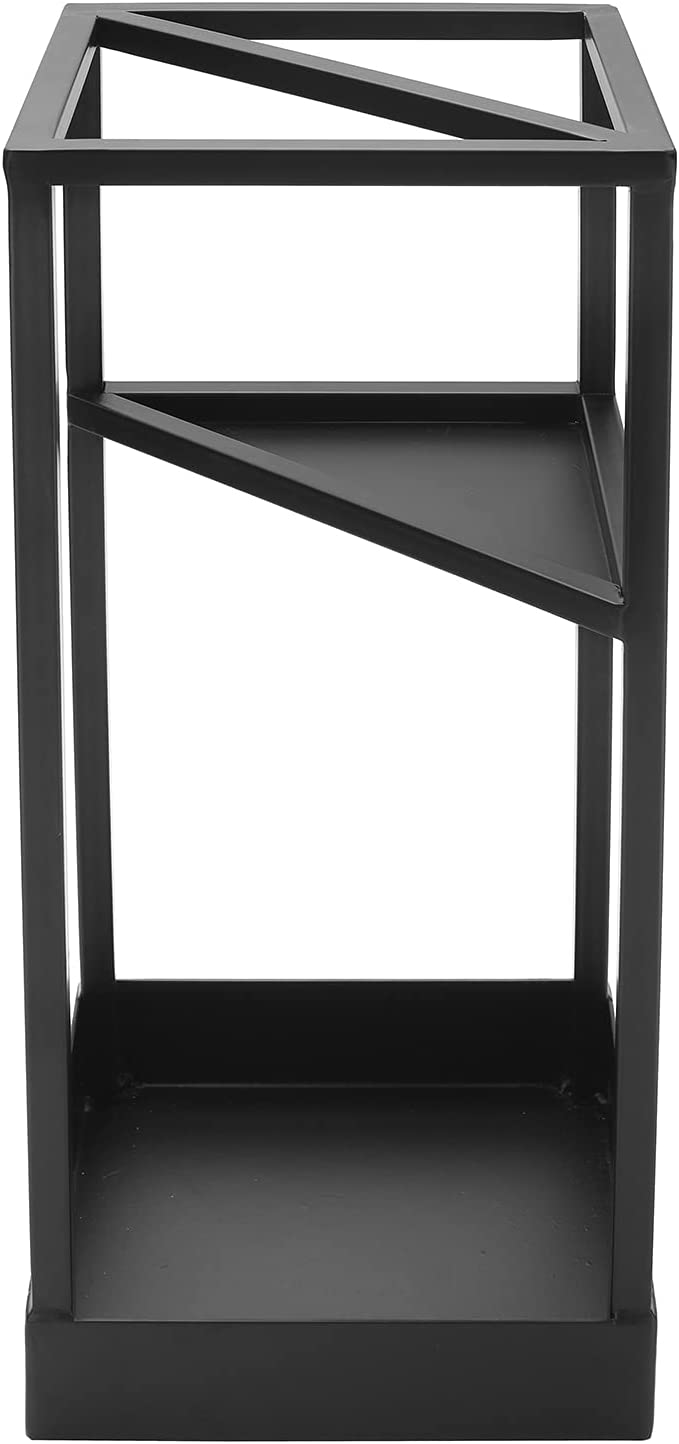 Geometric Matte Black Metal Freestanding Large and Small Umbrella Holder Stand Storage Rack-MyGift