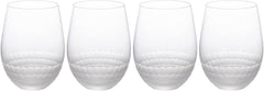 Modern Stemless Wine Glasses with Clear Frosted Hammered Pattern Base, –  MyGift