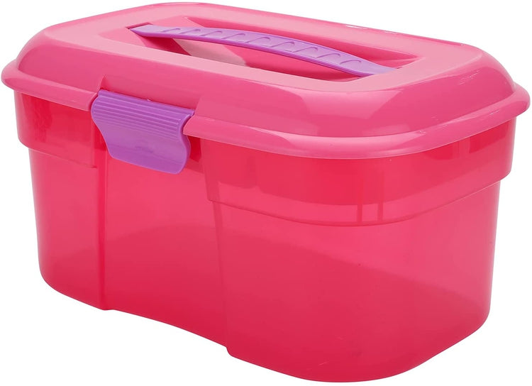 MyGift Plastic 2 Tier Trays Craft Supply Storage Box / Firstaid Carrying Case w/ Top Handle & Latch Lock