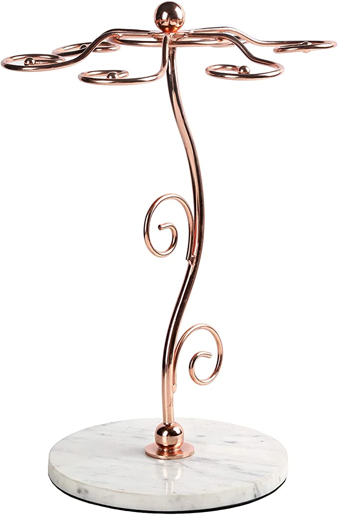 Copper Metal Wire Countertop Hanging Wine Glass Holder, Stemware