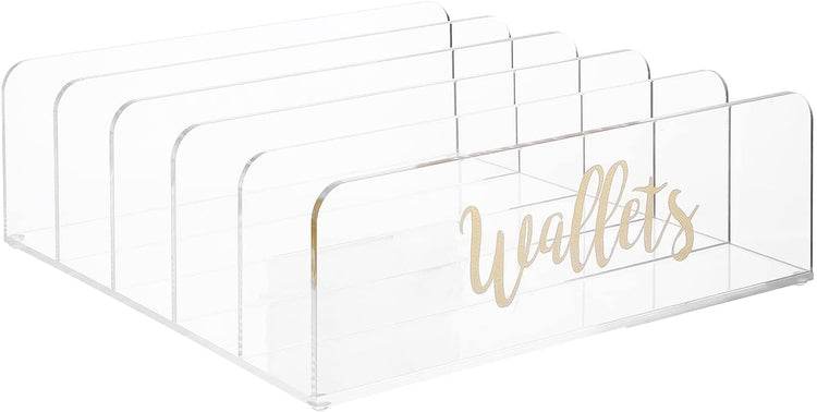 Clear Acrylic 5-Section Wallet Holder Closet Storage Organizer, Displa –  MyGift