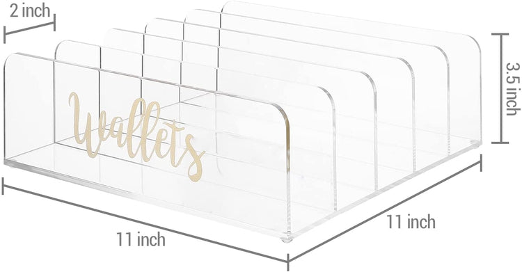 Clear Acrylic 5-Section Wallet Holder Closet Storage Organizer, Displa –  MyGift