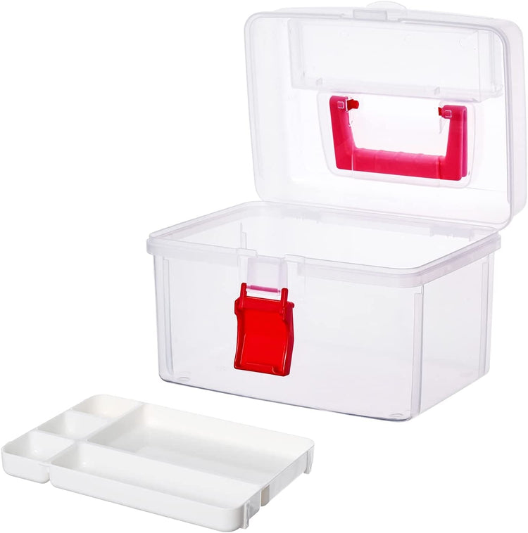 Clear First Aid Bin with Detachable Tray, Portable Emergency Kit, Medicine  and Medical Supply Travel Tote, Arts & Craft Storage Box