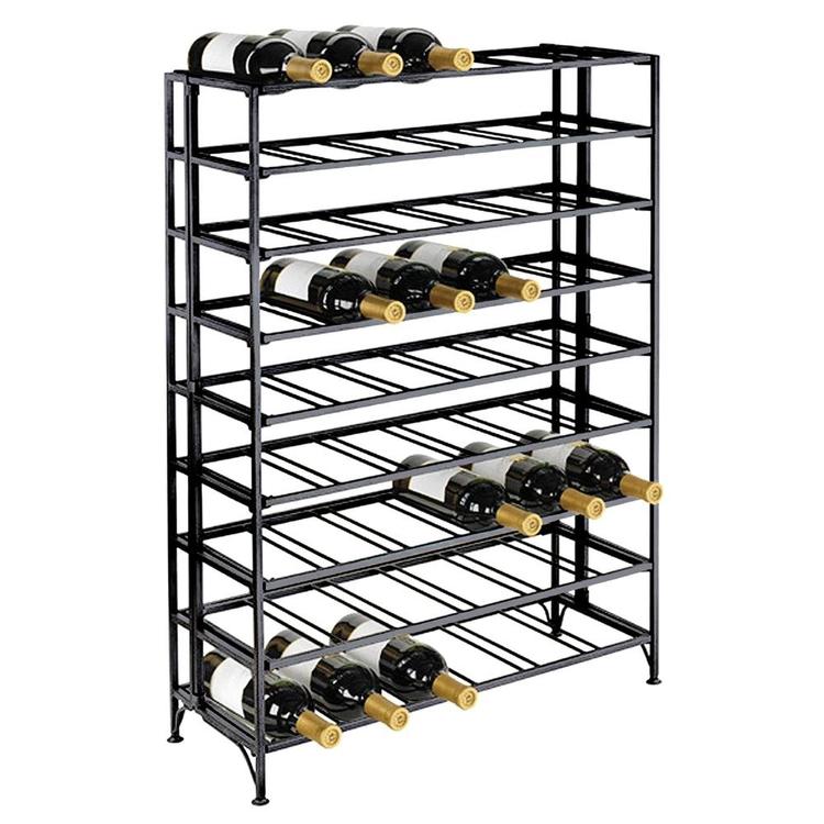 54 Bottle Connoisseurs Deluxe Large Foldable Black Metal Wine Rack - MyGift Enterprise LLC