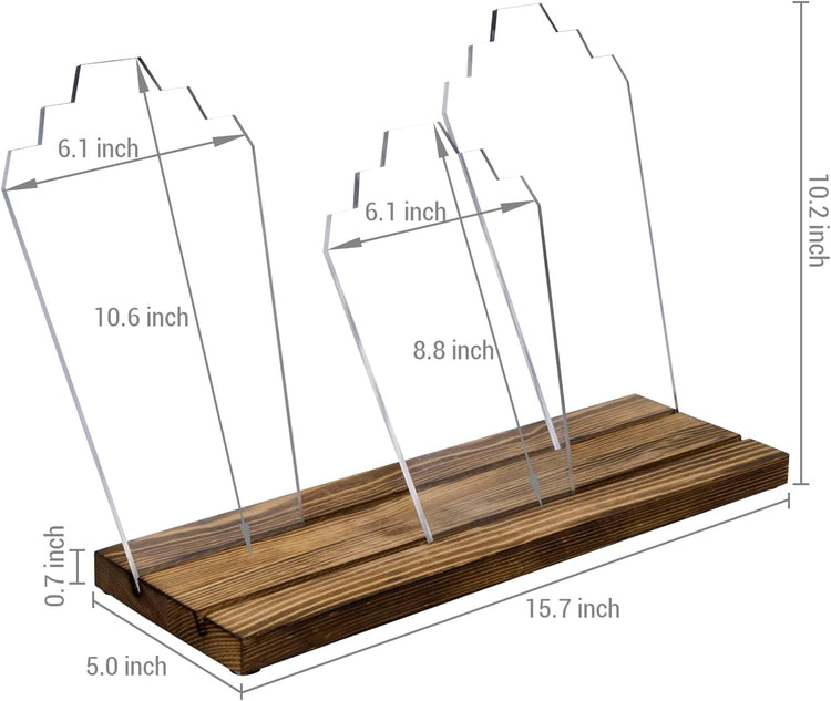 3 Panel Clear Acrylic Necklace Holder with Wood Base, Jewelry Display Stand-MyGift