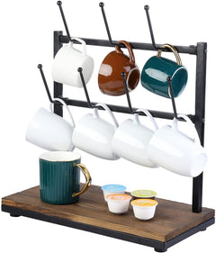 Burnt Wood Coffee To Go Cup and Lid Dispenser Organizer Rack, Tabletop –  MyGift