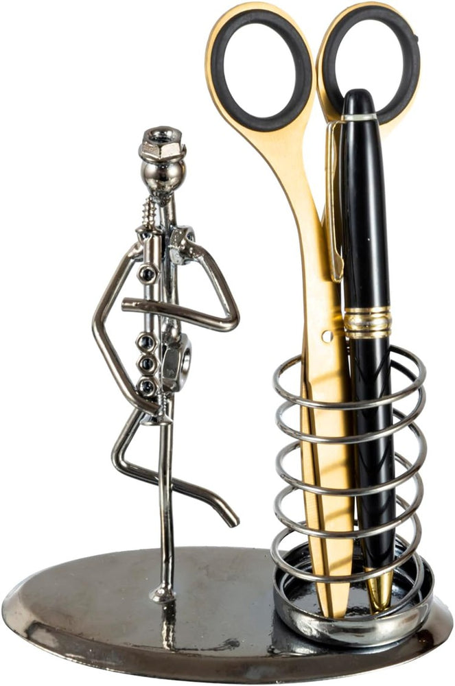 Gun Metal Pen Holder, Musical Jazz Clarinet Office Desk Pencil Cup for Signature Pens-MyGift