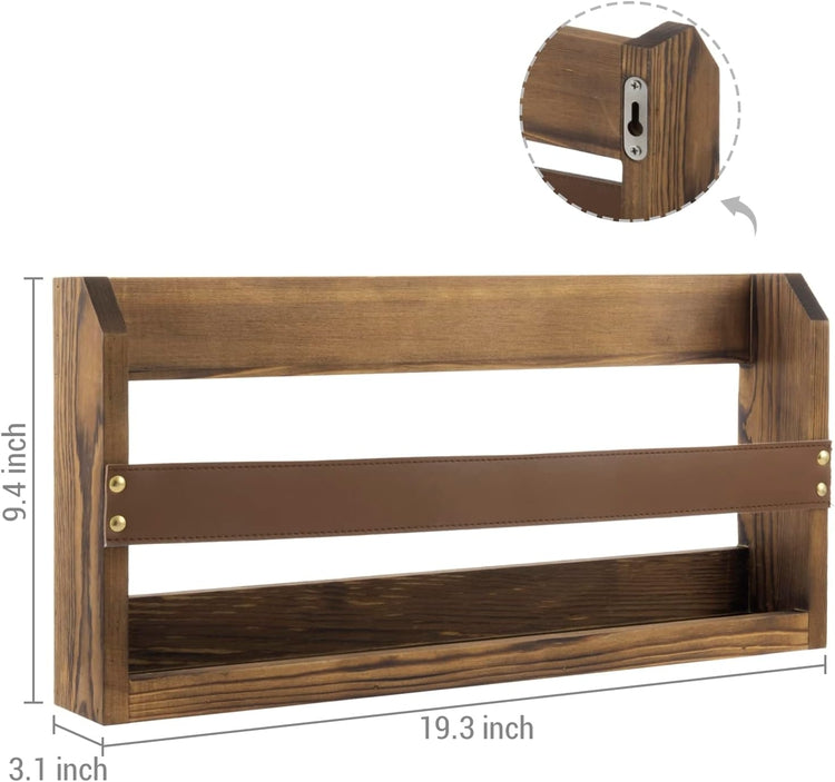 Wooden wall discount mounted magazine rack