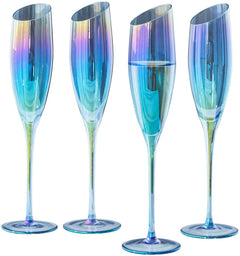 Vintage factory Walt Disney Animation Studio 1994 Champagne Flutes Blue Stems Set of 4