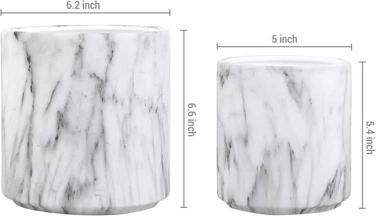 Large and Small Set Marble Pattern Ceramic Kitchen Cooking Utensil Crock  and Dining Cutlery Holder